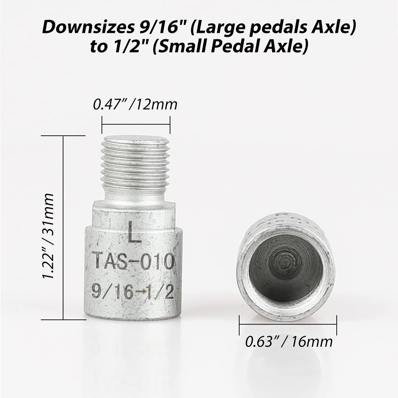 Hikenture Bike Pedal Adapter 9/16 "" to 1/2 "" Bicycle Pedals Chrome Molybdenum Steel (Pair) - Image 3